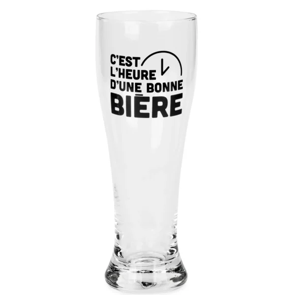 Attitudes Import 2 Beer Glass - C'Est L'Heure D'Une Bonne Biere* Products With Text