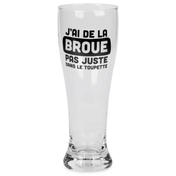 Attitudes Import 2 Beer Glass - J'Ai De La Broue Dans Le Toupet* Products With Text