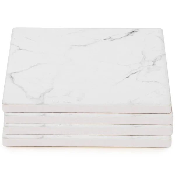 Attitudes Import Set Of 4 Marbled Coasters - White* Serving Accessories